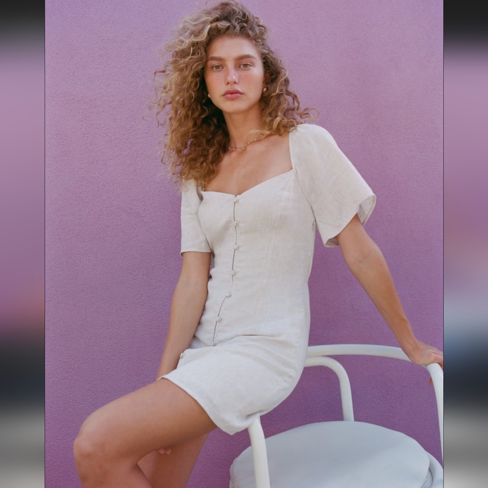 Abercrombie & Fitch | Linen-Blend Button Through Mini Dress